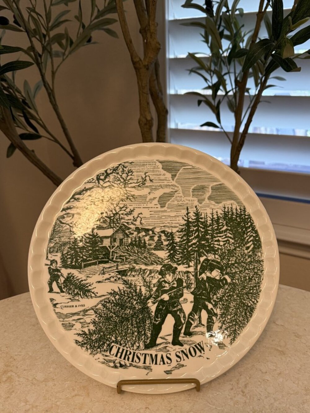 VTG Currier & Ives 'Christmas Snow' Holiday Serving Platter